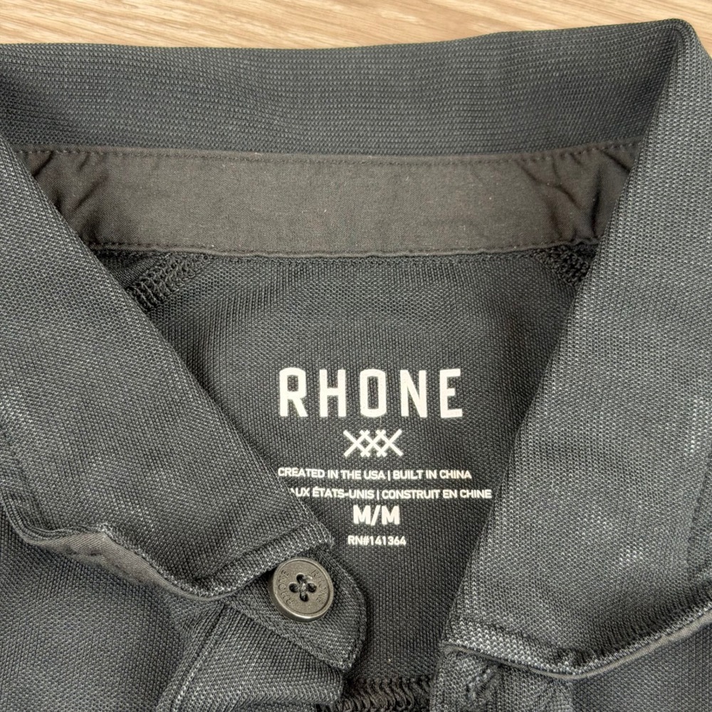 Rhone Mens Short Sleeve Delta Pique Polo Shirt Black Medium - Picture 4 of 10